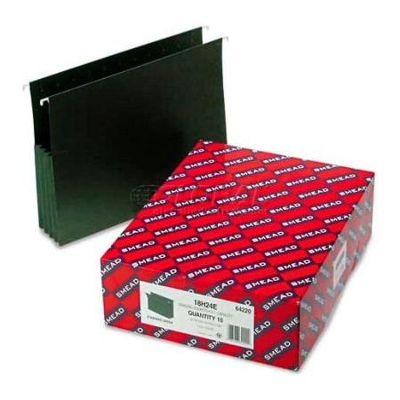 Smead Smead 3-1/2" Hanging File Pockets with Sides, Letter, Standard Green, 10/Box 64220